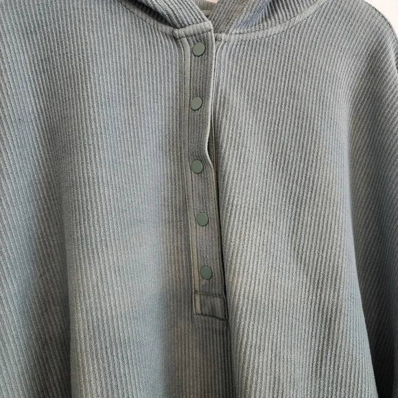 Aerie Oh Snap! Ribbed Henley Hoodie XXL Green Mineral Wash Oversized - Picture 4 of 11